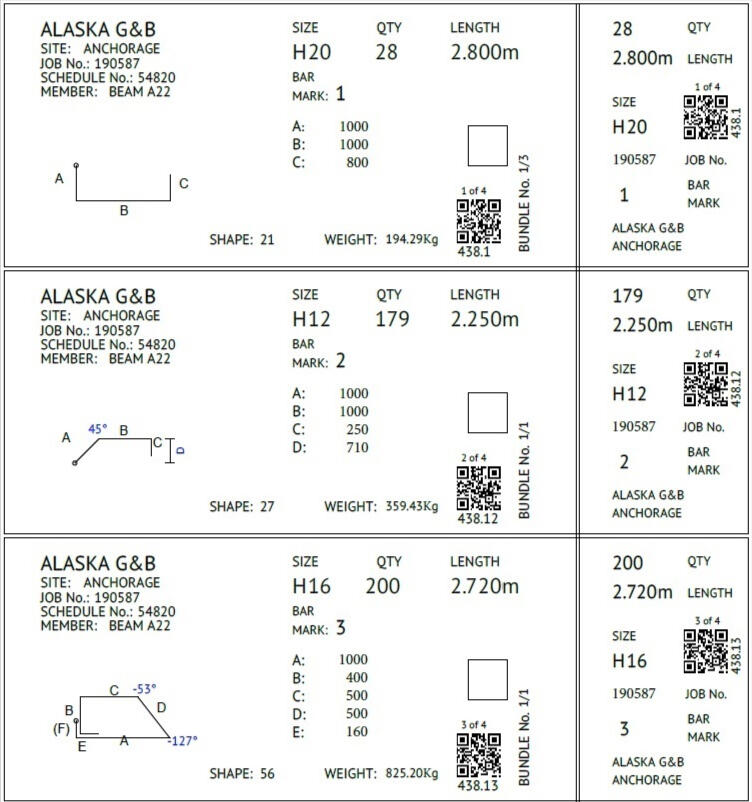 Steel reinforcement tags BS8666